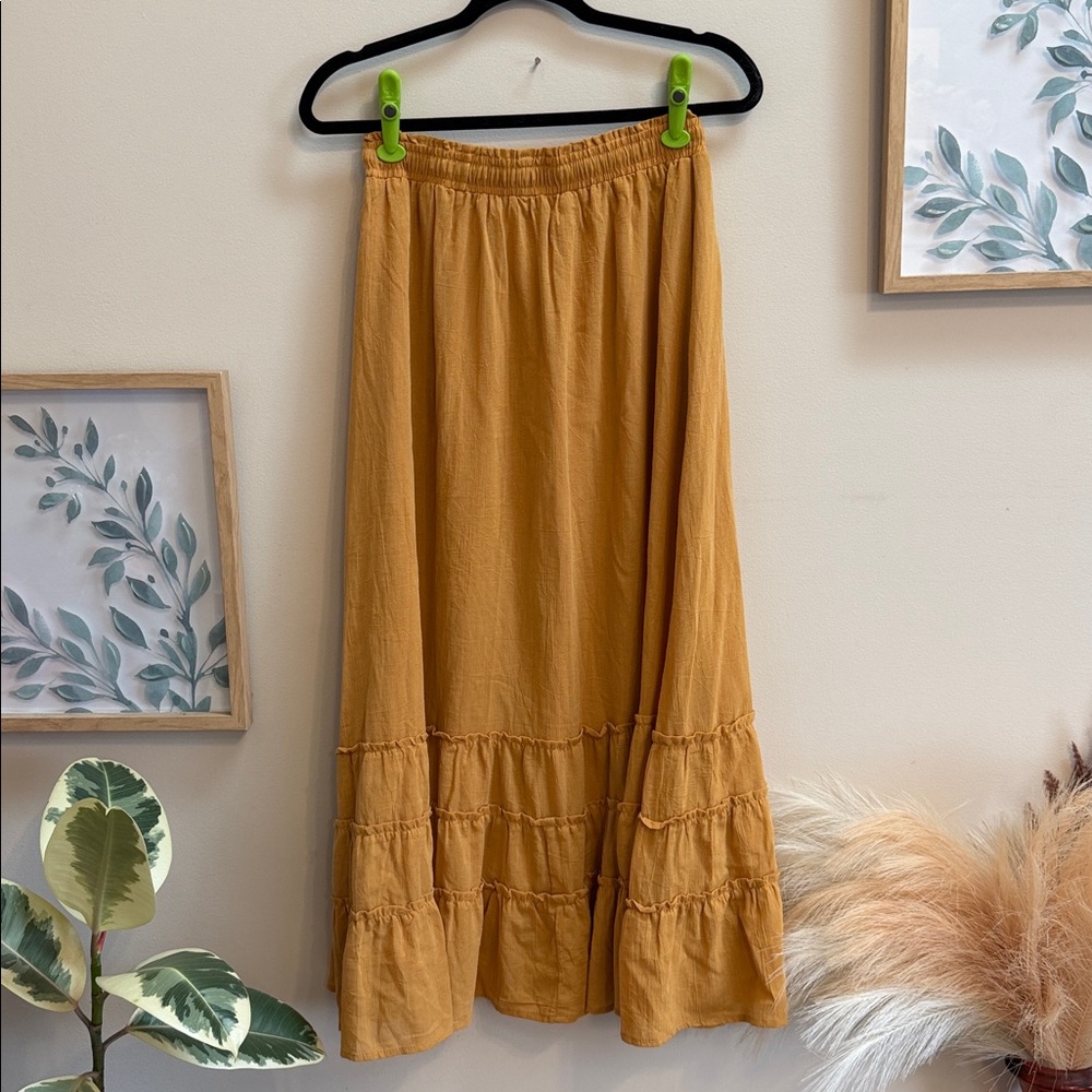 Paper Crane Mustard Maxi Skirt - Picture 2 of 5